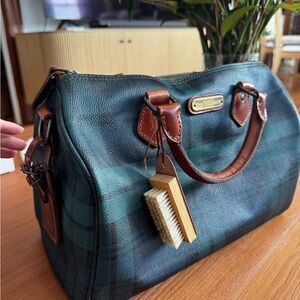 vintage Polo Ralph Lauren tartan plaid Boston bag w/ charms and gold hardware